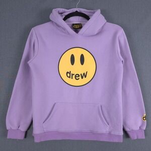 Drew House Mascot Hoodie Size Large Purple Pullover Sweatshirt Bieber Smiley